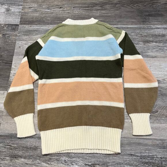 Vintage‎ 70s Whistle Stop Zig Zag Striped Womens M V-Neck Acrylic Knit Sweater - Picture 3 of 8